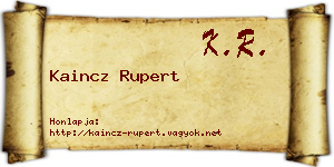 Kaincz Rupert névjegykártya